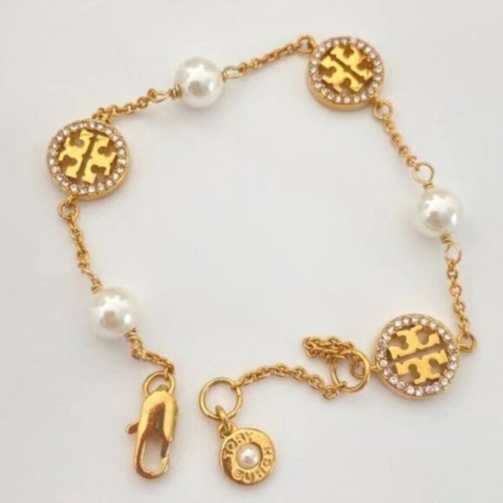 Tory Burch paved pearl bracelet